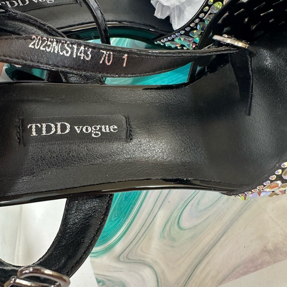 Black Rhinestone Platform Sandals - Picture 12 of 16